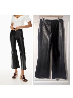 Aritzia Wilfred | Adele Flared Vegan Leather pants In Black